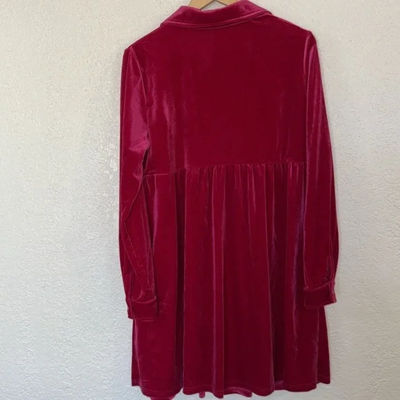 PINK Velvet Button-Up Dress size L - Picture 3 of 10
